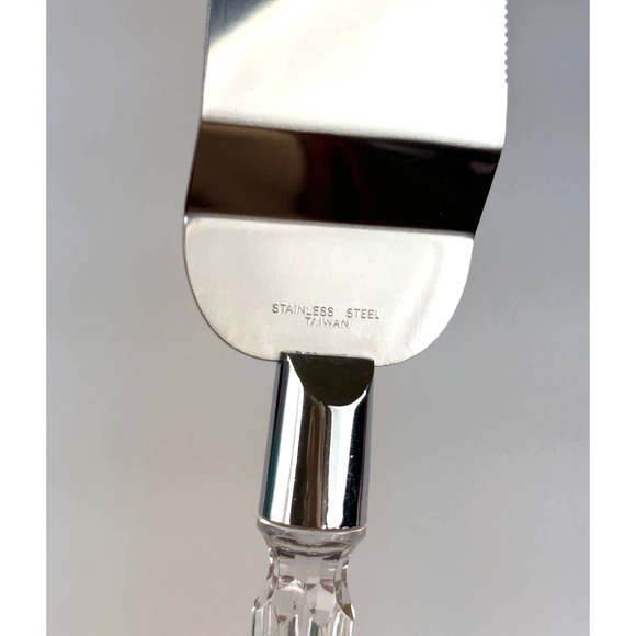 Clear Faceted Acrylic Cake Knife And Server Pretty Crystal Look Fancy Handles - Picture 6 of 12